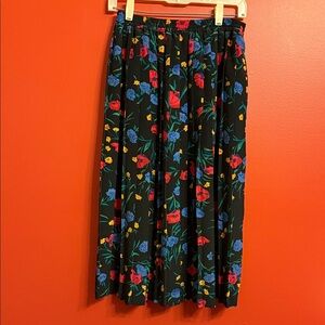 Alfred Dunner Black Floral A-Line Skirt